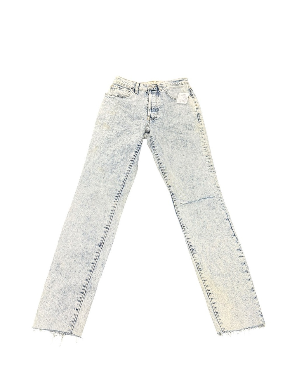 Free People We The Free Womens 27 High Rise Straight Leg Raw Hem Acid Wash Jeans - Picture 2 of 13